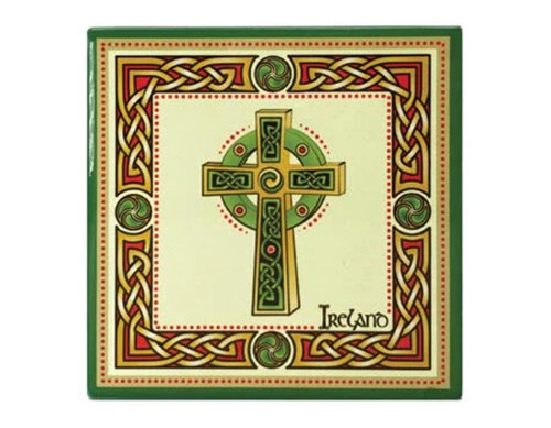 Celtic Cross Square Ceramic Coaster