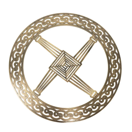 Exclusively Irish St Brigit's Cross Celtic Wall Hang Decor in Antique Brass on DublinGiftCompany.com in Irish Wall Art