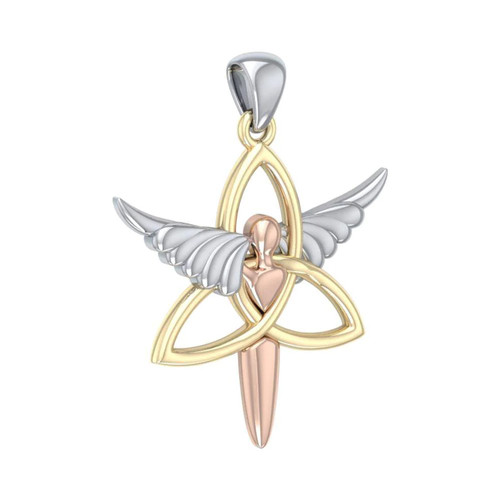 Three Tone Trinity Angel Pendant