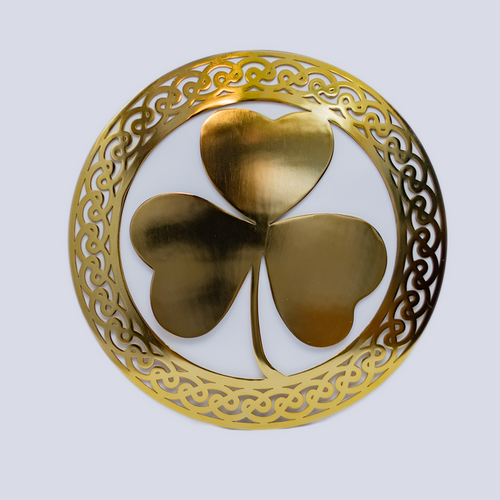 Irish Shamrock Wall Hanging - Polished Brass