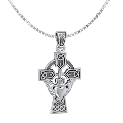 Sublime Silver Irish Claddagh Cross Pendant DGC
