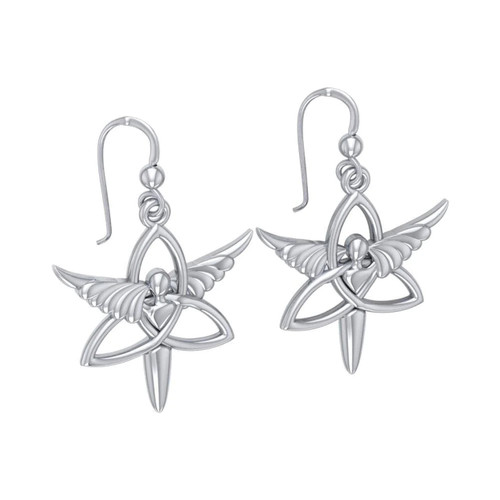 Sterling Silver Angel Trinity Knot Earrings