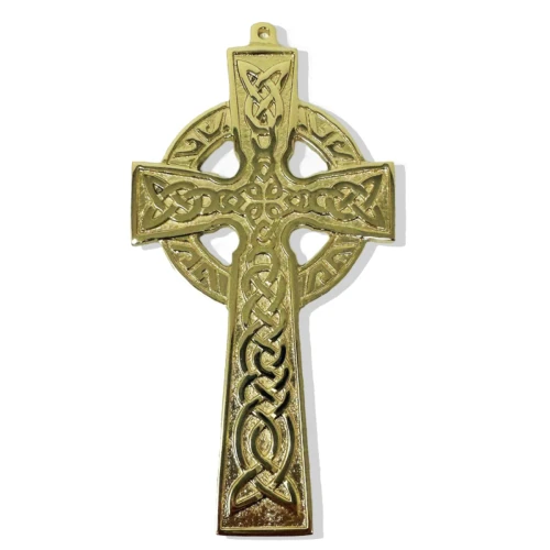 Celtic Trinity Knot Brass Wall Cross Decor in Brass on DublinGift in House Decor
