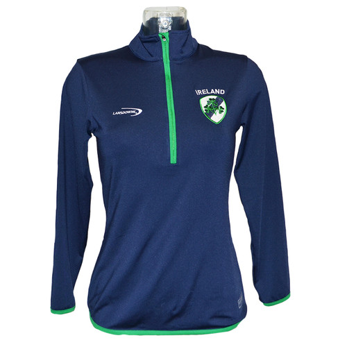 Lansdowne Navy/Green Ireland Shamrock Performance Ladies 1/4 Zip DublinGiftCompany.com