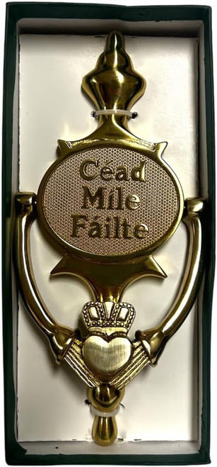 Exclusively Irish Cead Mile Failte Oval -Claddagh Door Knocker - claddagh style -Brass
