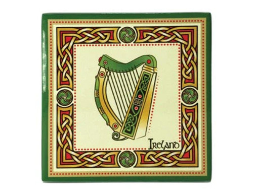 Irish Harp Ceramic Square Coaster