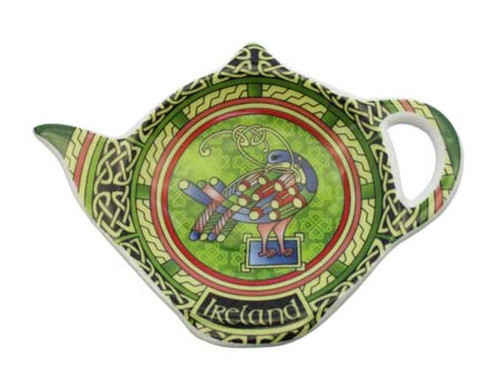 Ceramic Celtic Peacock Teabag Holder