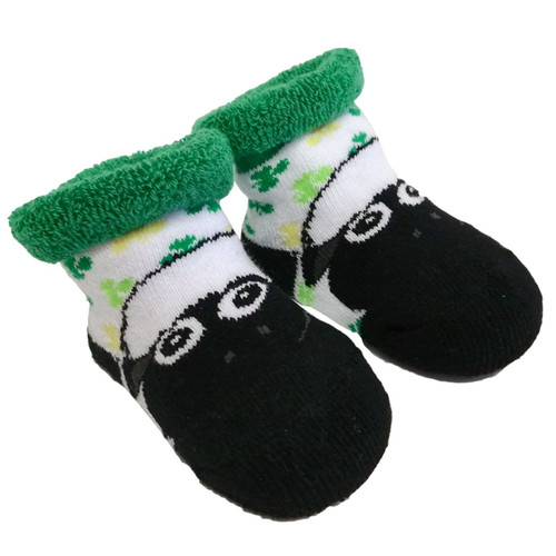 White Green Shamrock Sheep Baby Socks DublinGiftCompany.com