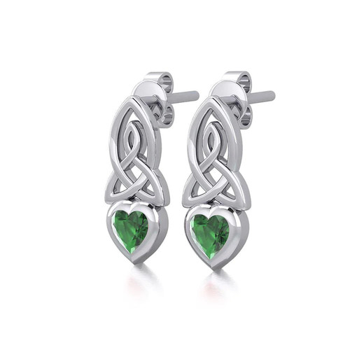 Gemstone Celtic Heart Shaped Drop Earrings DGC