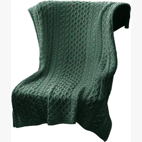 Merino Wool Heavy Cable Knit Throw 42" x 62"