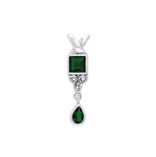 Emerald Celtic Knot Pendant with Square & Teardrop Design