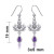 Thistle Silver Earrings with Dangling Gemstone
