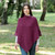 Cable Knit Cowl Neck Poncho ML906  Red Velvet SAOL Knitwear Side View