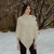 Cable Knit Cowl Neck Poncho ML906 Natural White SAOL Knitwear Front View
