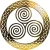 Celtic Triskelion Round Steel Wall Hanging 12'' in Polished Brass on DublinGiftCompany in Wall Art