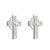 Communion Cross Pearl Stud Earrings Rhodium Plated