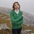 Ladies Double Collar Zipped Cardigan - Green