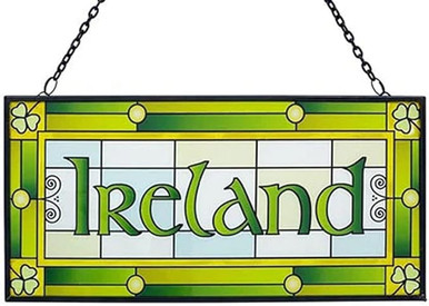 Irish Window Topper Ireland Shamrock Stained Glass Window Hang