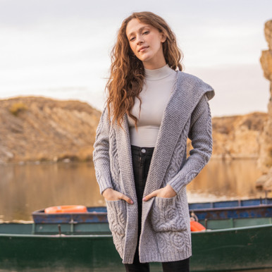 Ladies Classic Fit Long Cardigan with Hood | SAOL