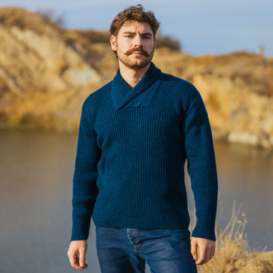 Men's Shawl Collar Fisherman Sweater | SAOL | SaolKnitwear.com