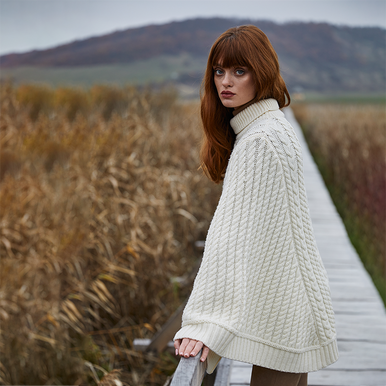 Ladies Cable Knit Poncho