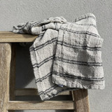 Tea Towel Black Stripes Handloomed/Rustic Linen