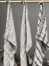 Tea Towel Black Stripes Handloomed/Rustic Linen