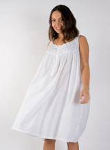 Amanda Buttoned Nightdress with Blue Ribbon