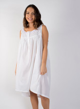 Amanda Buttoned Nightdress with Lavender Ribbon