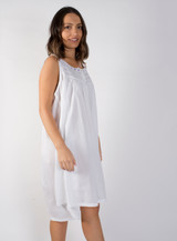 Amanda Buttoned Nightdress with Lavender Ribbon