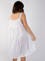 Amanda Buttoned Nightdress with Lavender Ribbon