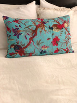 Bird Print Aqua Quilted Cushion Cover (Min of 2)