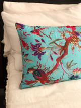 Bird Print Aqua Quilted Cushion Cover (Min of 2)