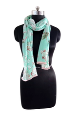 Blossom Mint Scarf with Pompom (Min of 2)