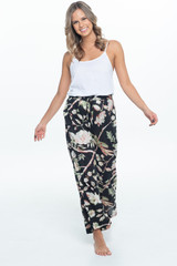 Black Blossom Cotton Pants