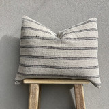 Cushion Cover - Black Stripes Handloomed Linen with 2 Button Closure  -  50 x 60 cm Cushion Cover - Black Stripes Handloomed Linen with 2 Button Closure  -  50 x 60 cm