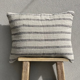 Cushion Cover - Black Stripes Handloomed Linen with 2 Button Closure  -  50 x 60 cm