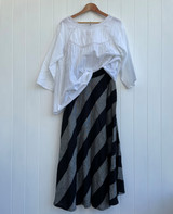 Fine Linen Skirt - in Wide Black Stripe   