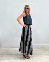 Fine Linen Skirt - in Wide Black Stripe   