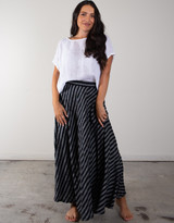 Fine Linen Skirt - in Thin Black Stripe