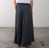 Fine Linen Skirt - in Thin Black Stripe