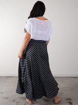 Fine Linen Skirt - in Thin Black Stripe