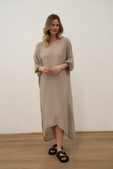 Rosa Elasticised Sleeves Kaftan Natural