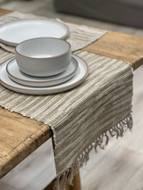 Oriel Ombre Linen Runner - Natural & White