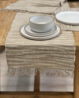 Oriel Ombre Linen Runner - Natural & White