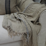 Throw-Blue Stripe-Angaston Handloomed 100% Linen 125x150cm
