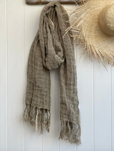 Audrey HeavyMesh Scarf/Runner with Fringe - Natural