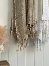 Audrey HeavyMesh Scarf/Runner with Fringe - Natural