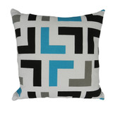 Geo Canvas Cushion Teal and Black (Filled)