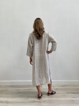 Noemi Full Sleeves Kaftan Grey Pinstripe